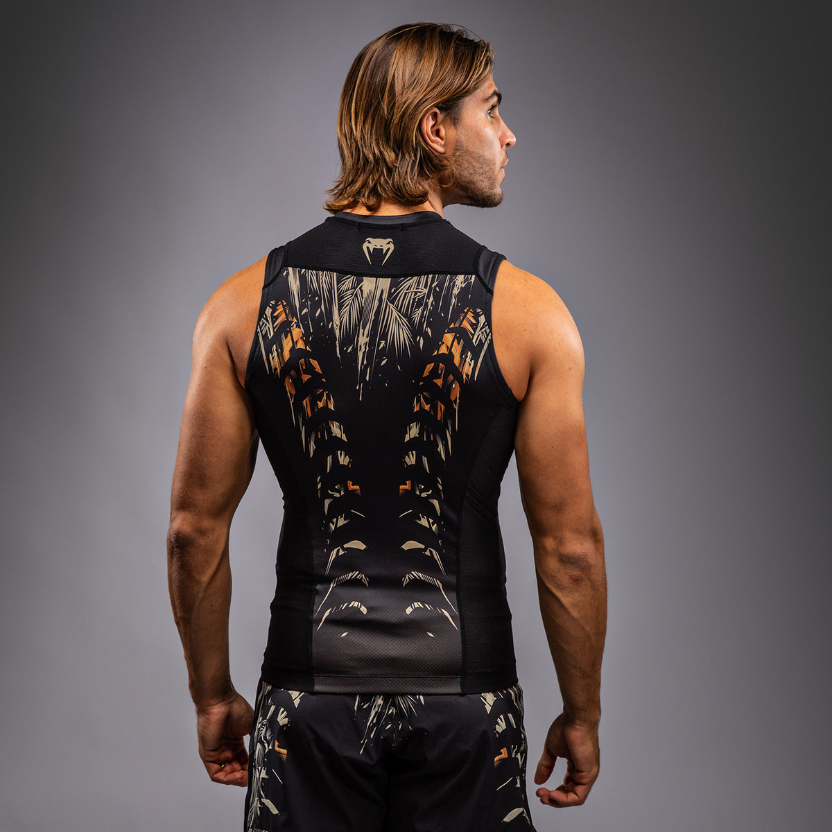 Rashguard sans Manches Venum Tiger pour Hommes - Noir/Orange Néon - product-type_T-Shirts de Compression