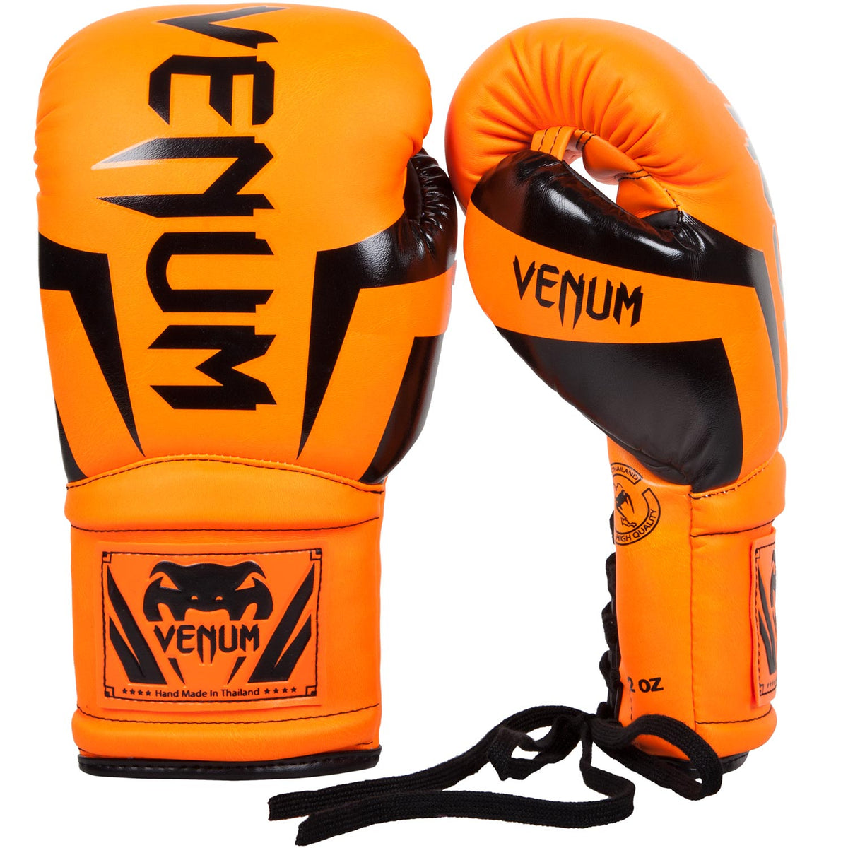 Gants de boxe Venum Elite avec lacets - Neo Orange - Gants de boxe