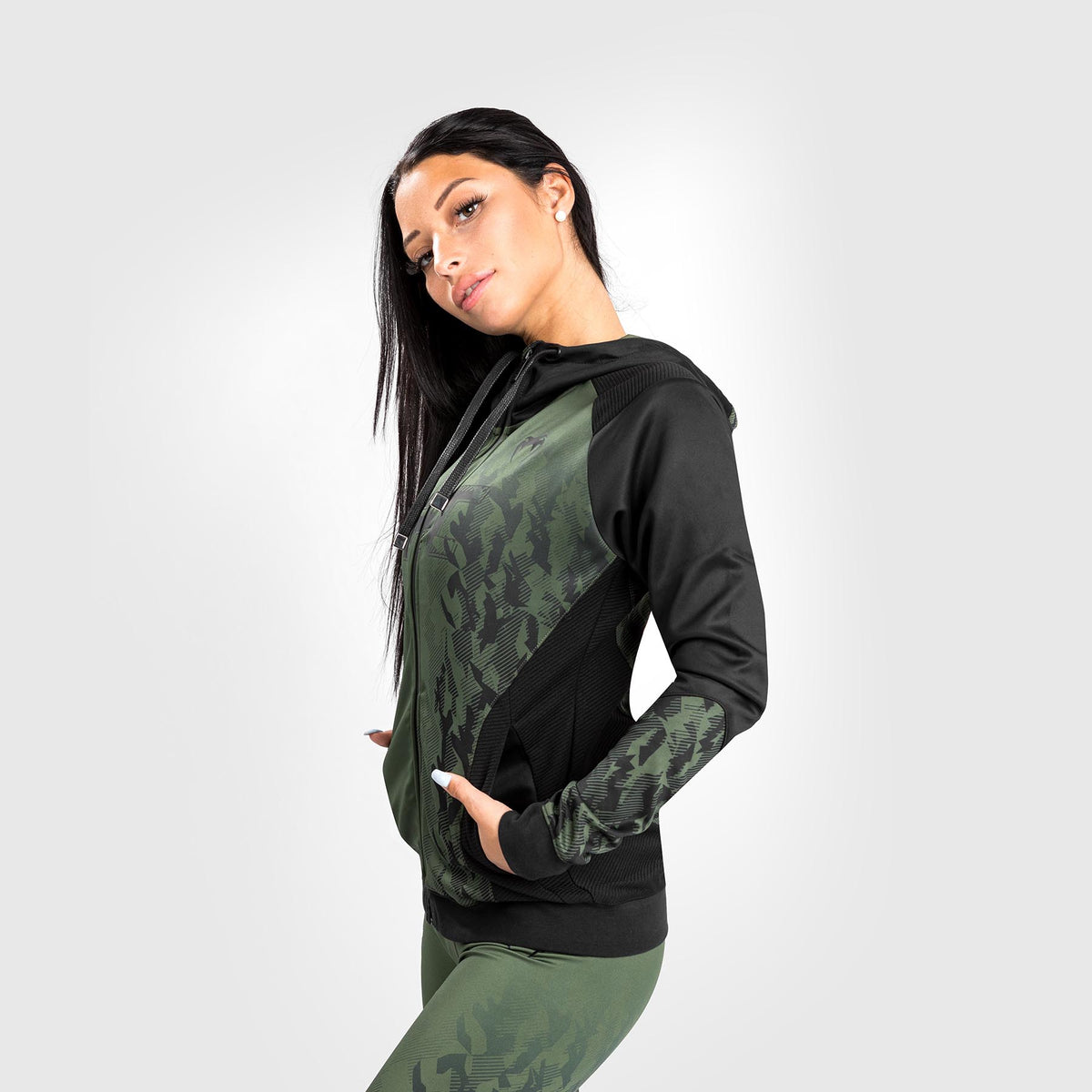Sweatshirt Zippé Femme UFC Venum Authentic Fight Week - Kaki - product-type_Vestes