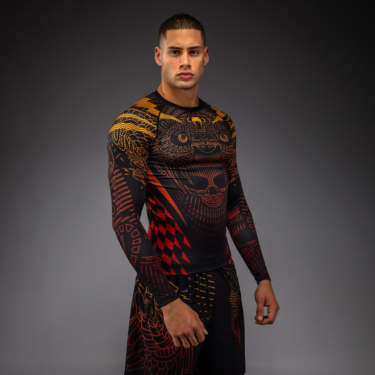 Rashguard Manches Longues Venum Quetzal Fury - Noir/Rouge Fury/Mandarine - product-type_T-Shirts de Compression