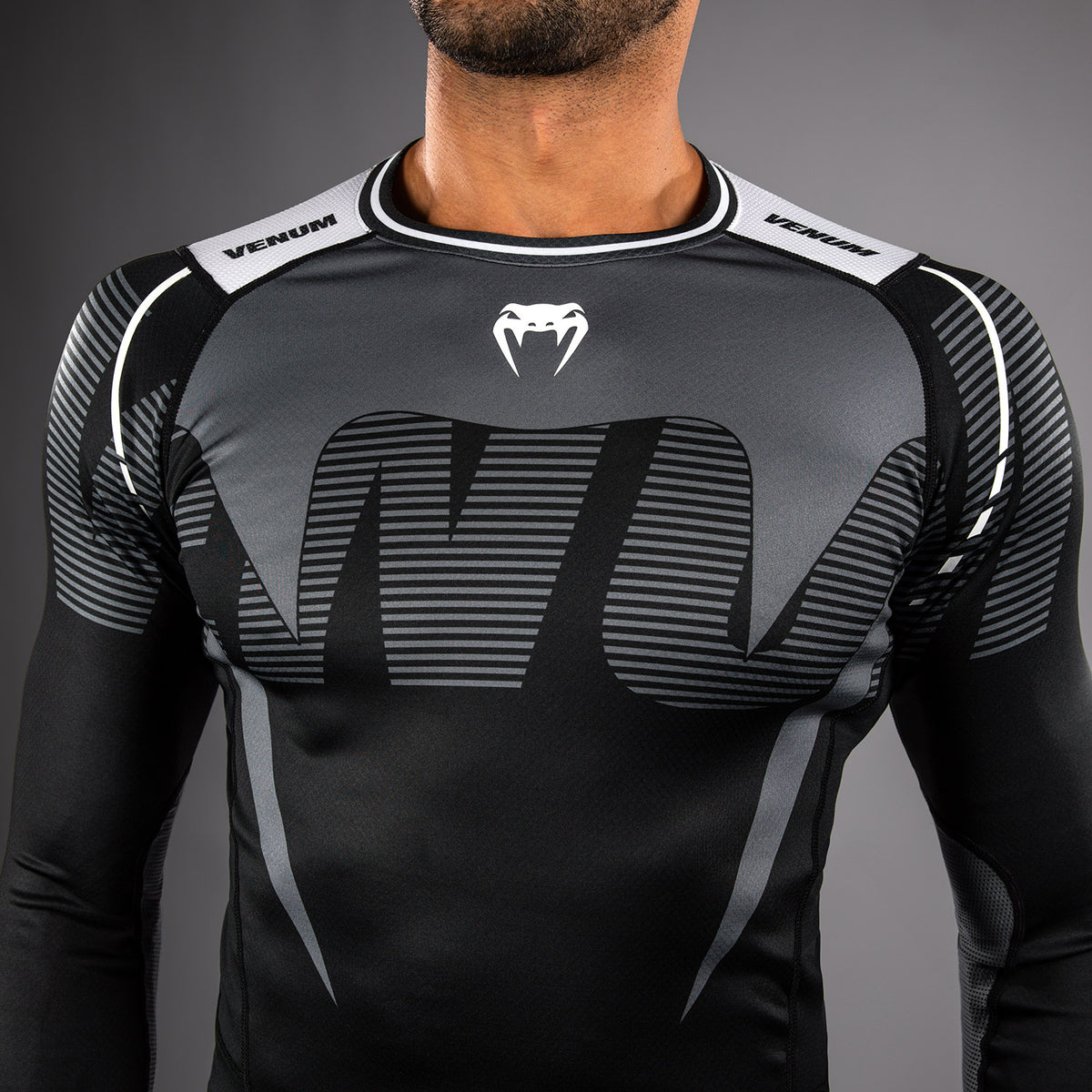 Rashguard Manches Longues Venum Adrenaline – Noir/Gris Argenté - product-type_T-Shirts de Compression