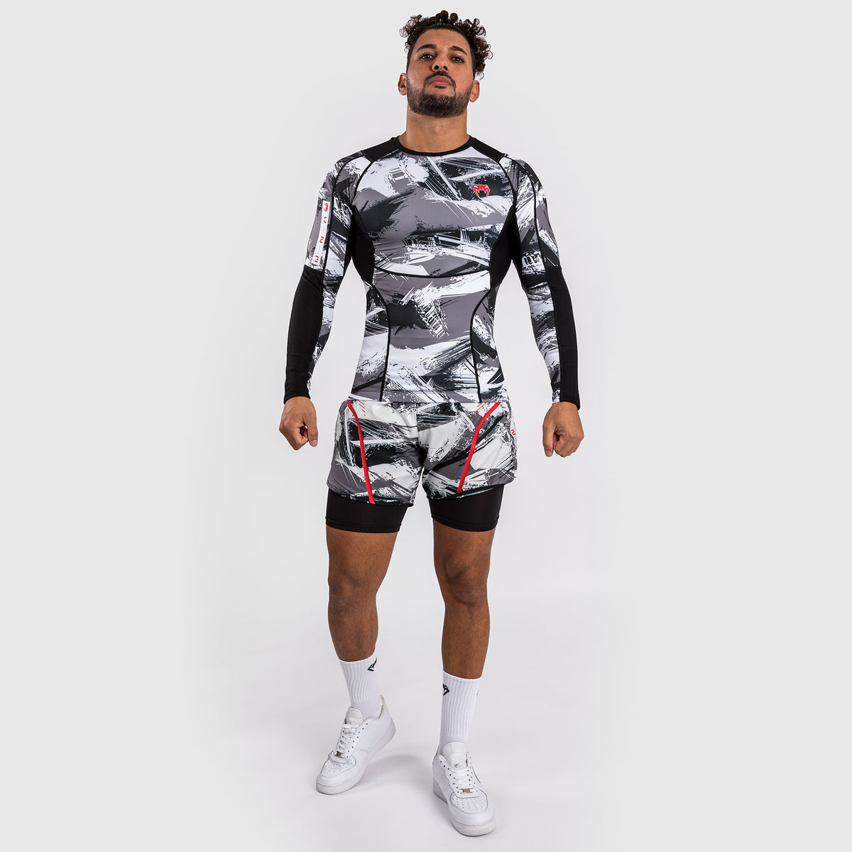 Venum Electron 3.0 Rashguard à manches longues - Gris/Rouge - product-type_T-Shirts de Compression
