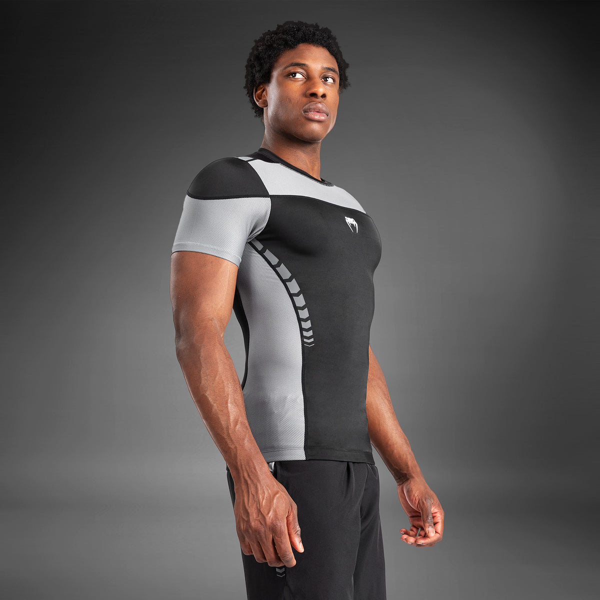 Rashguard À Manches Courtes pour Hommes Venum Tempest - Noir/Gris - product-type_T-Shirts de Compression
