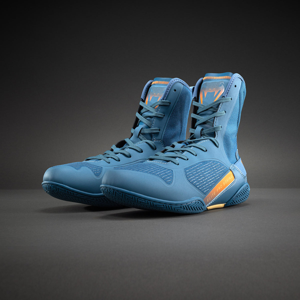 Chaussures de Boxe Venum Elite Neo – Bleu Acier/Orange - product-type_Chaussures de boxe