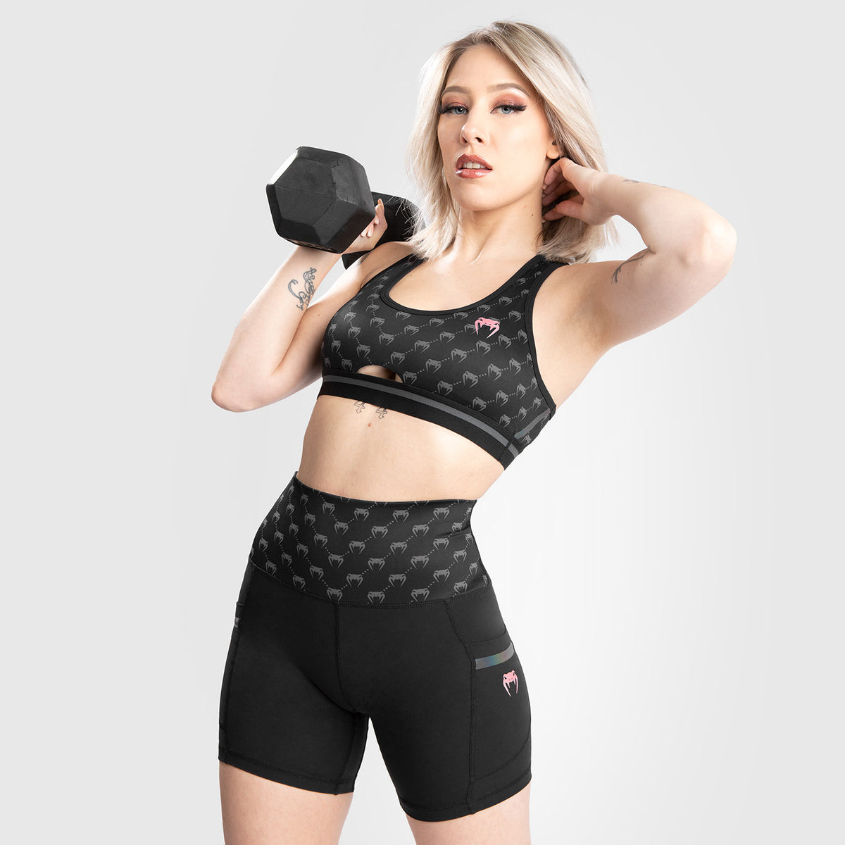 Short De Compression Venum Monogram - Pour Femme - Noir/or rose - product-type_Shorts de compression