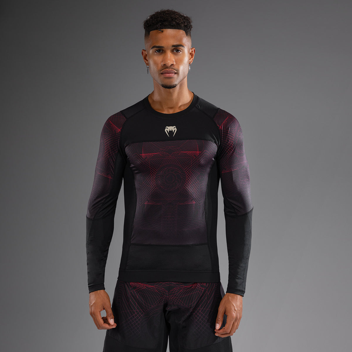 Rashguard à Manches Longues Venum G-Fit Air pour Hommes - Noir Profond/Rouge Feu - product-type_T-Shirts de Compression