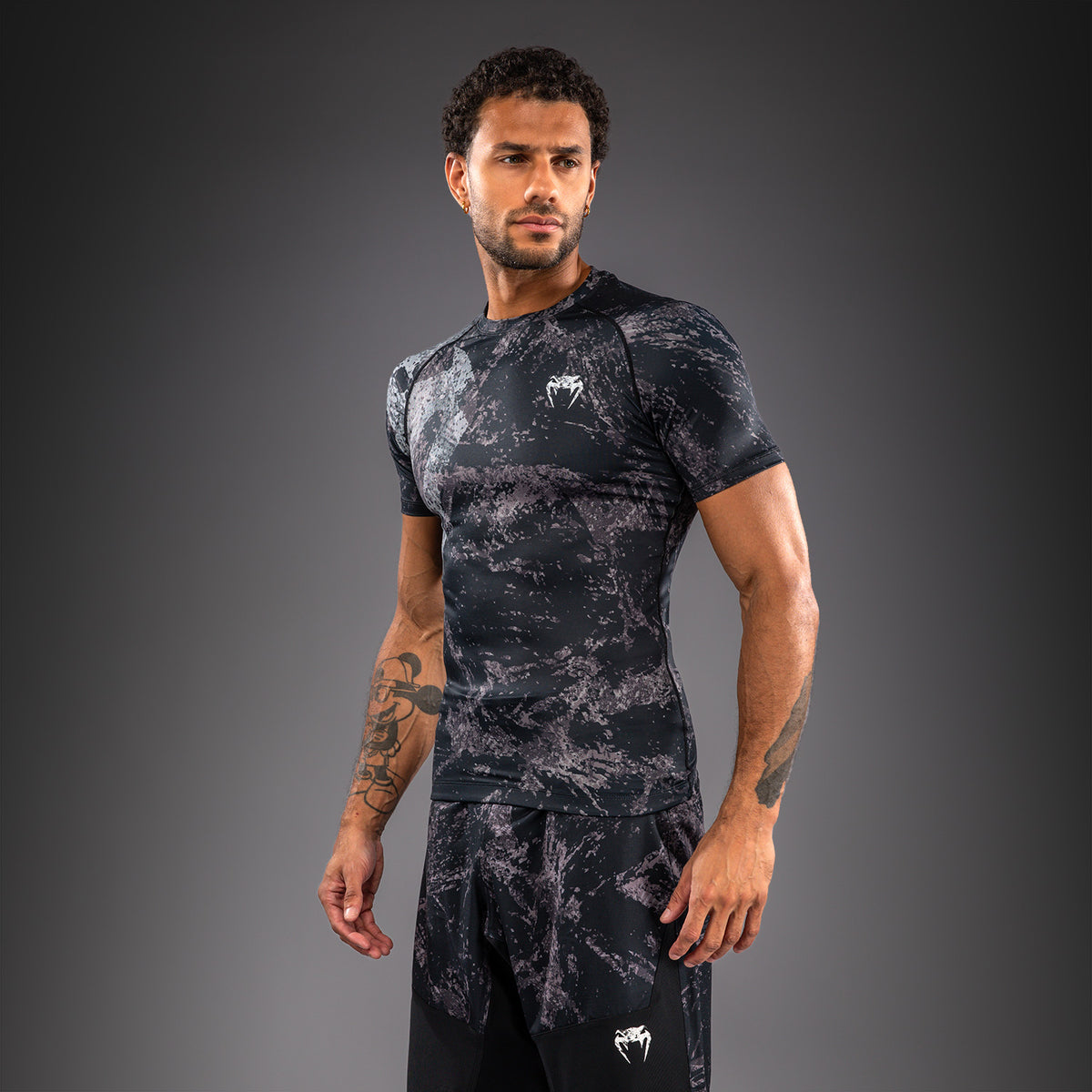 Rashguard à Manches Courtes Venum Rage & Workout - Noir/Gris - product-type_T-Shirts de Compression