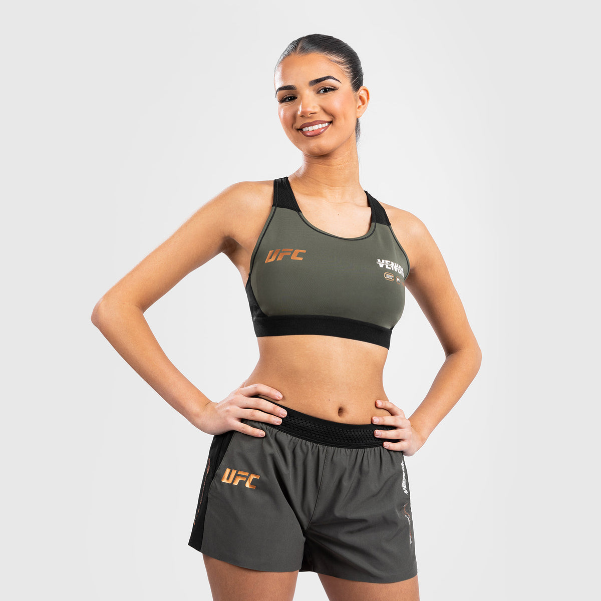 Brassière de sport pour Femmes UFC Adrenaline by Venum Fight Week - Khaki/Bronze - product-type_Brassières de sport