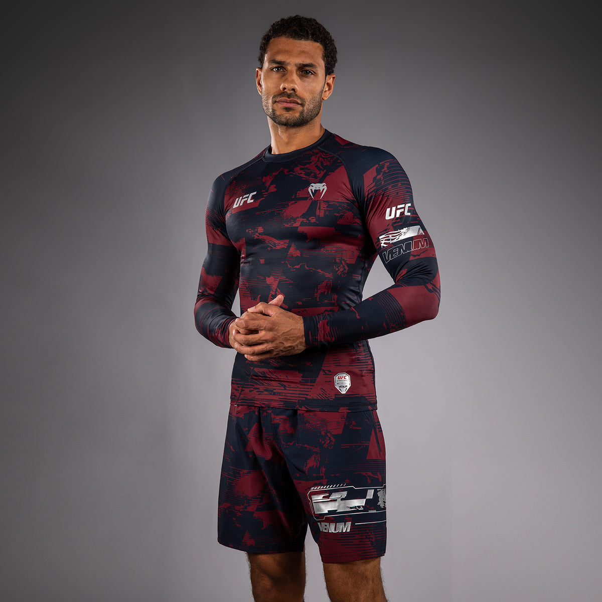 Rashguard manches longues Performance Homme UFC Zenith by Venum Authentic Fight Week - Bleu marine/Bordeaux/Argent - product-type_T-Shirts de Compression