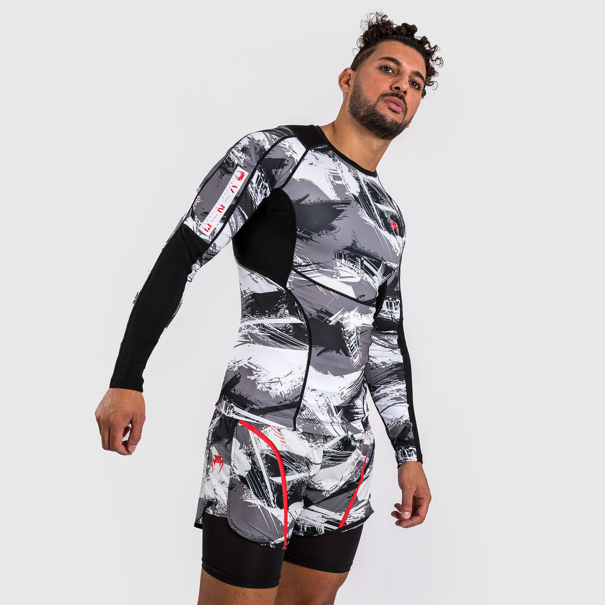 Venum Electron 3.0 Rashguard à manches longues - Gris/Rouge - product-type_T-Shirts de Compression