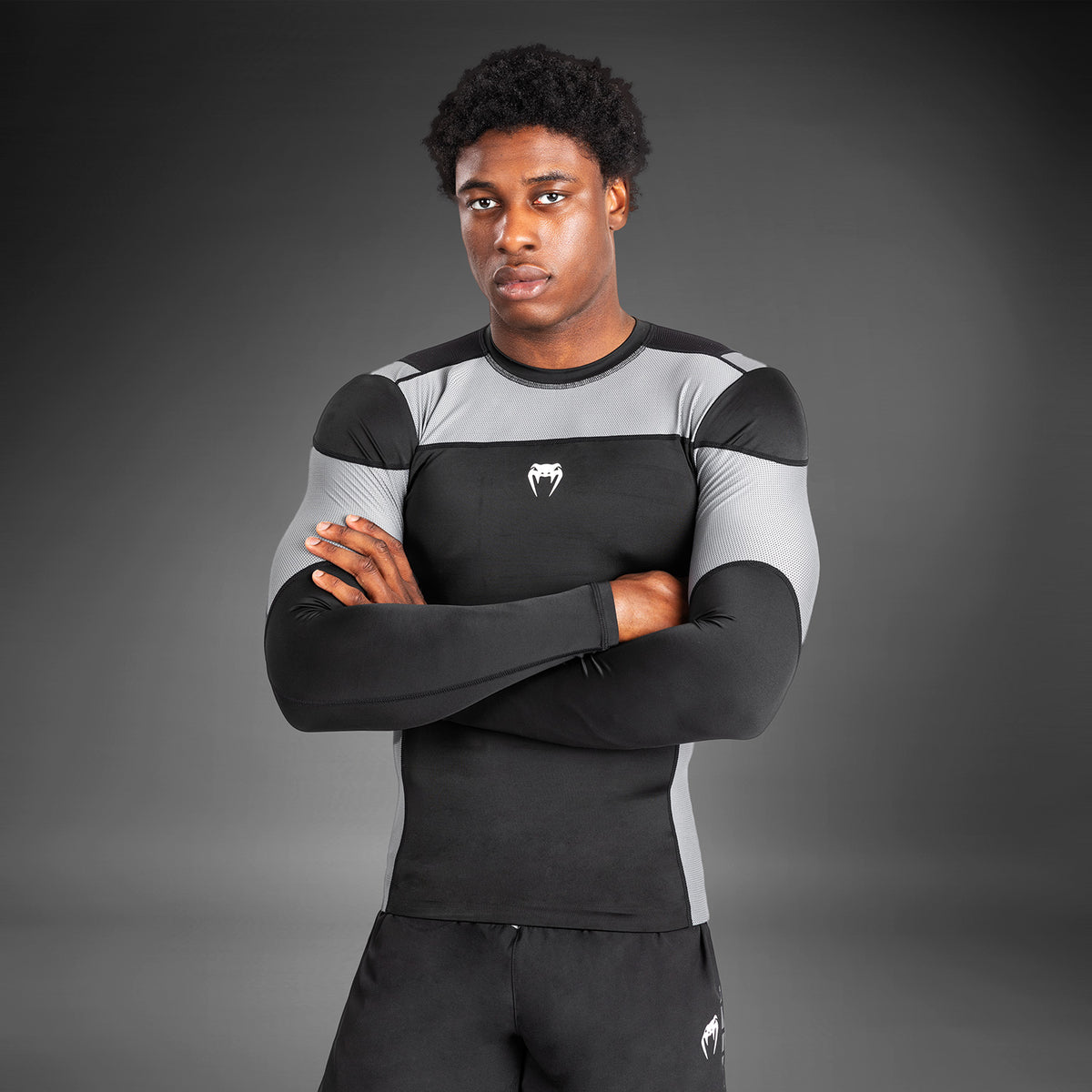 Rashguard À Manches Longues pour Hommes Venum Tempest - Noir/Gris - product-type_T-Shirts de Compression