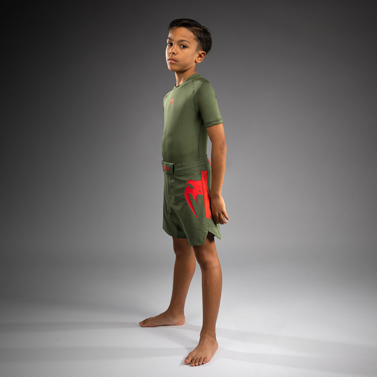 Short de Combat pour Enfants Venum Light - Vert militaire/Orange - product-type_Shorts de MMA