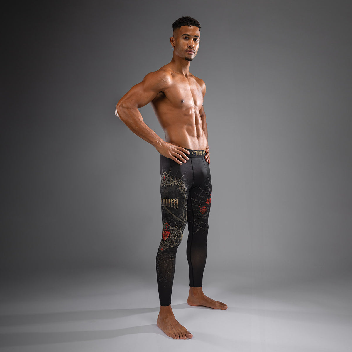 Pantalon de Compression pour Hommes Venum Santa Muerte 5.0 - Noir Profond/Or - product-type_Pantalons de Compression