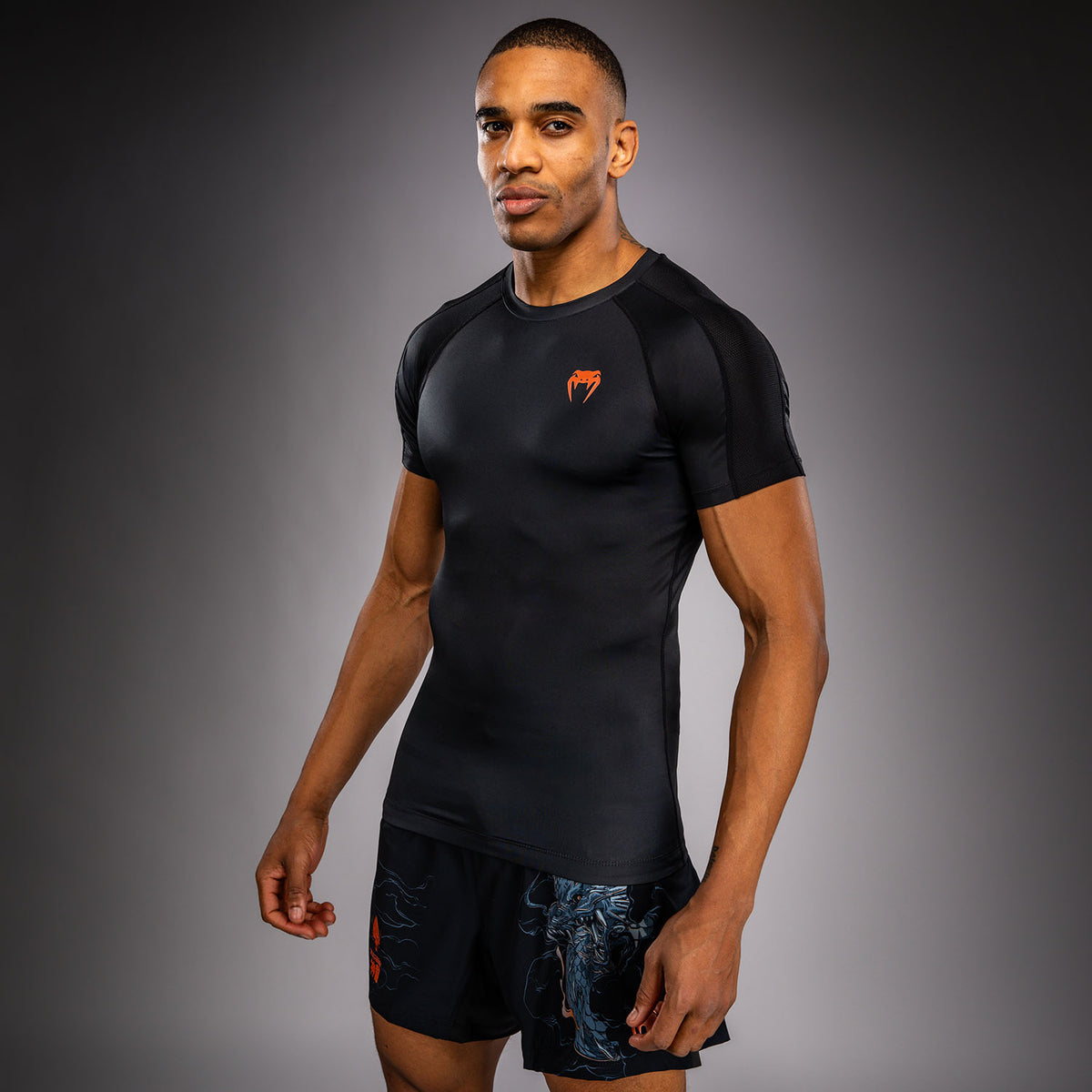 Rashguard à Manches Courtes Venum Thunder Dragon – Noir/Gris/Cuivre - product-type_T-Shirts de Compression