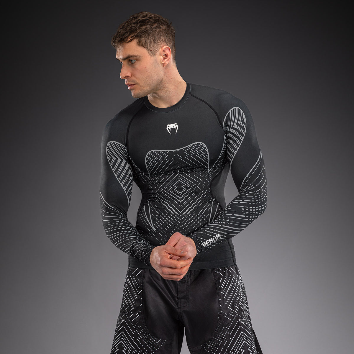 Rashguard à Manches Longues Venum Midnight Fury – Noir/Gris/Argent - product-type_T-Shirts de Compression