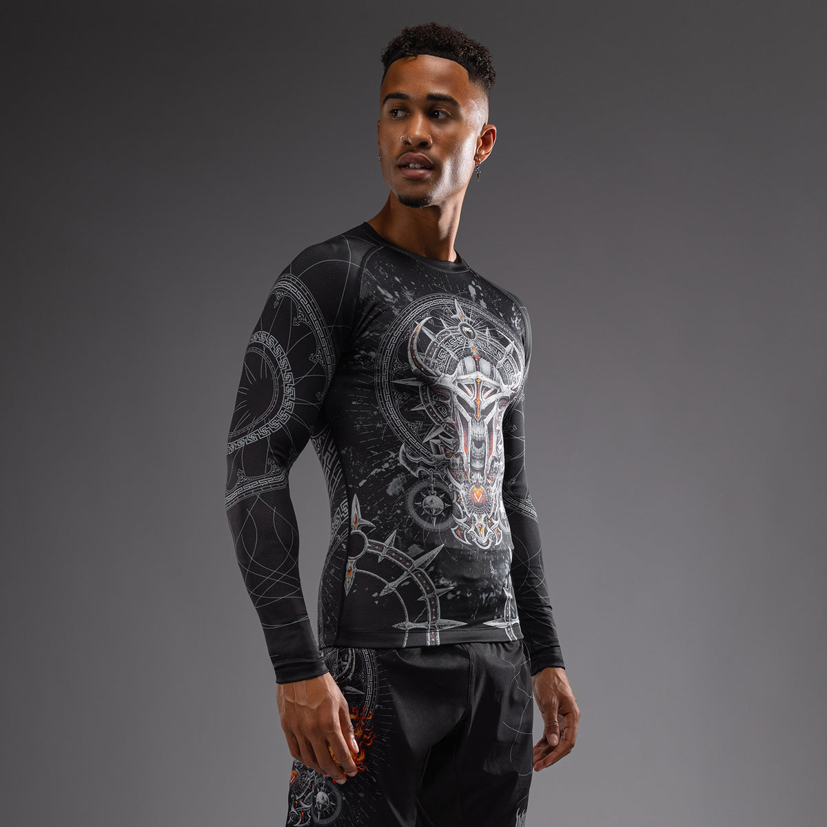 Rashguard à Manches Longues pour Hommes Venum Gladiator 5.0 - Noir/Argent - product-type_T-Shirts de Compression