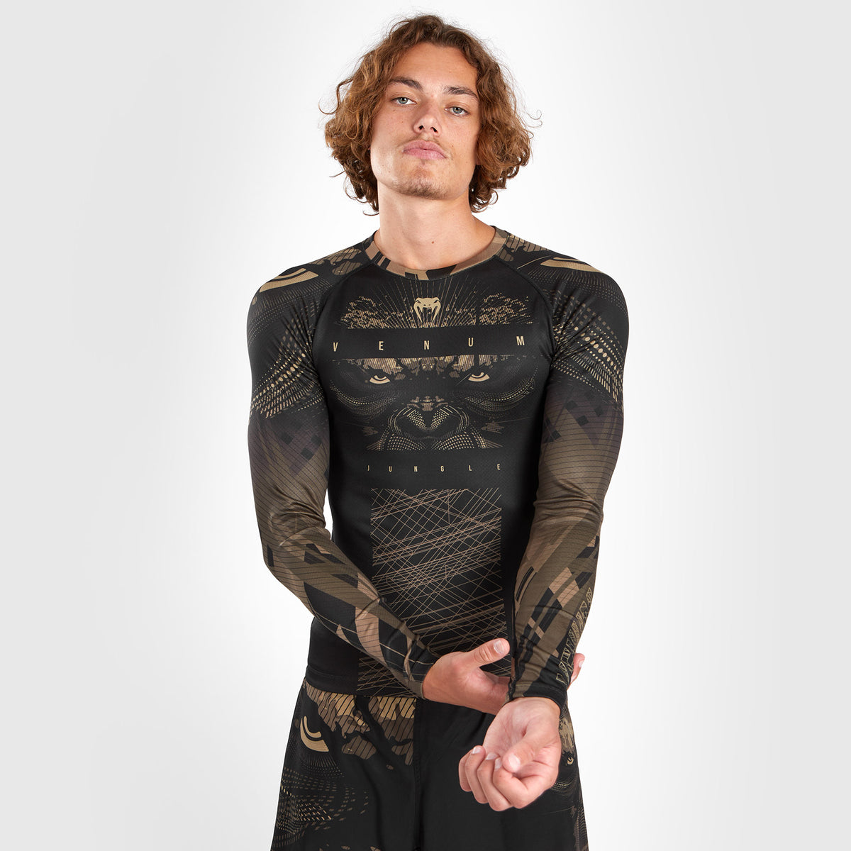 Rashguard à Manches Longues Venum Gorilla Jungle - Noir/Sable - product-type_T-Shirts de Compression