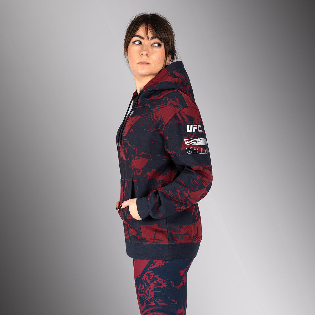 Sweat à capuche Femme UFC Zenith by Venum Authentic Fight Week - Bleu marine/Bordeaux/Argent - product-type_Sweatshirts