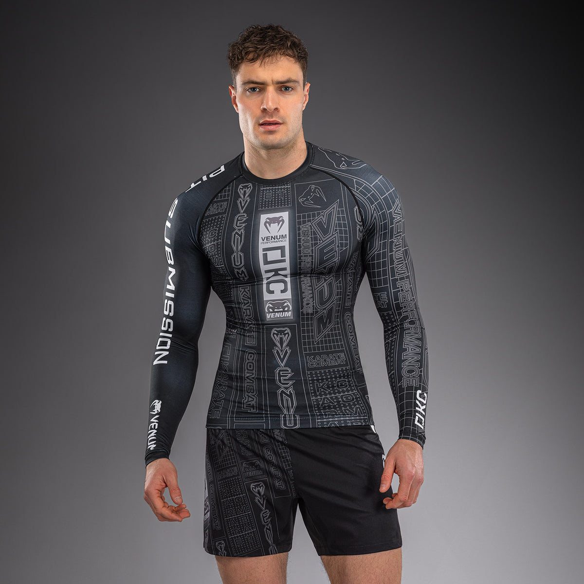 Rashguard à Manches Longues Karate Combat by Venum – Noir/Gris - product-type_T-Shirts de Compression