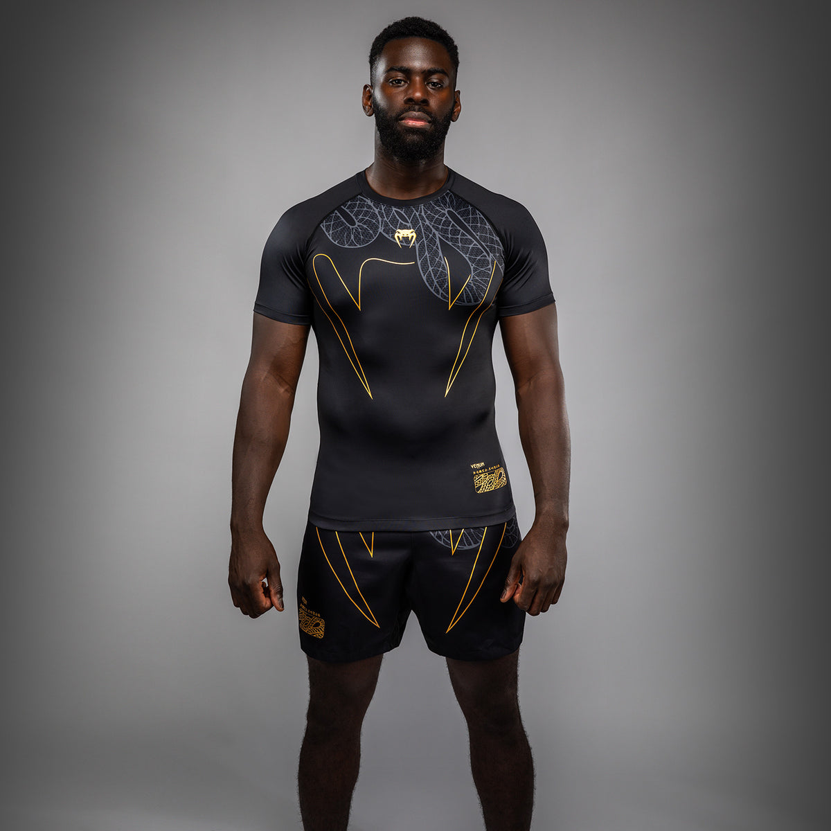 Rashguard Manches Courtes Venum Serpenti – Noir/Argent/Or - product-type_T-Shirts de Compression