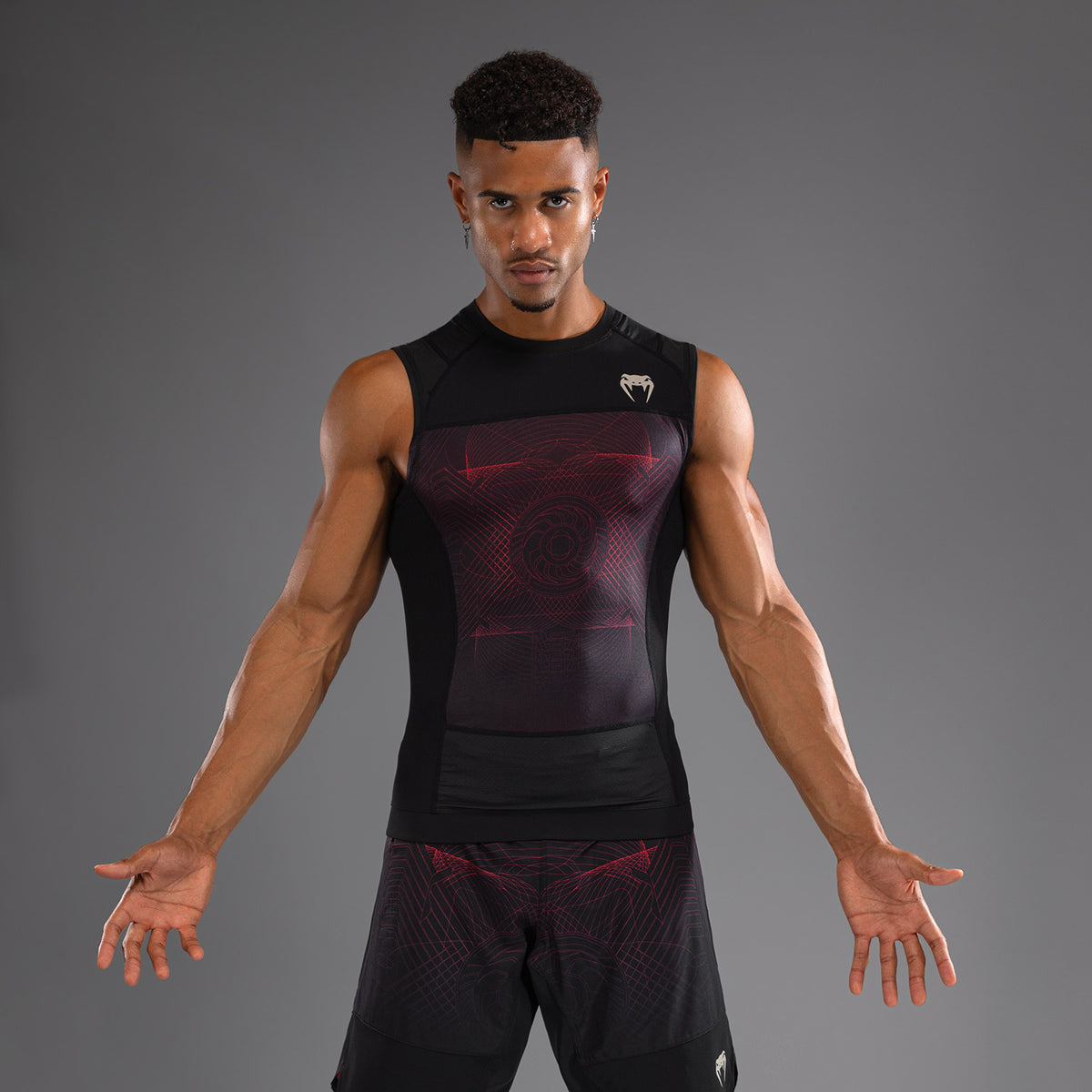 Rashguard sans Manches Venum G-Fit Air pour Hommes - Noir Profond/Rouge Feu - product-type_T-Shirts de Compression