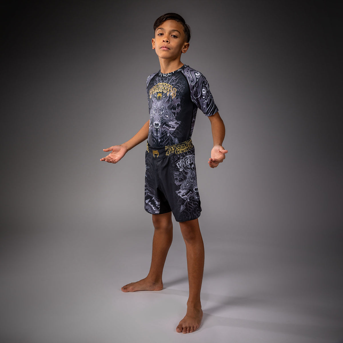 Short de Combat Pour Enfants Venum Wolf Atak – Noir/Gris - product-type_Shorts de MMA