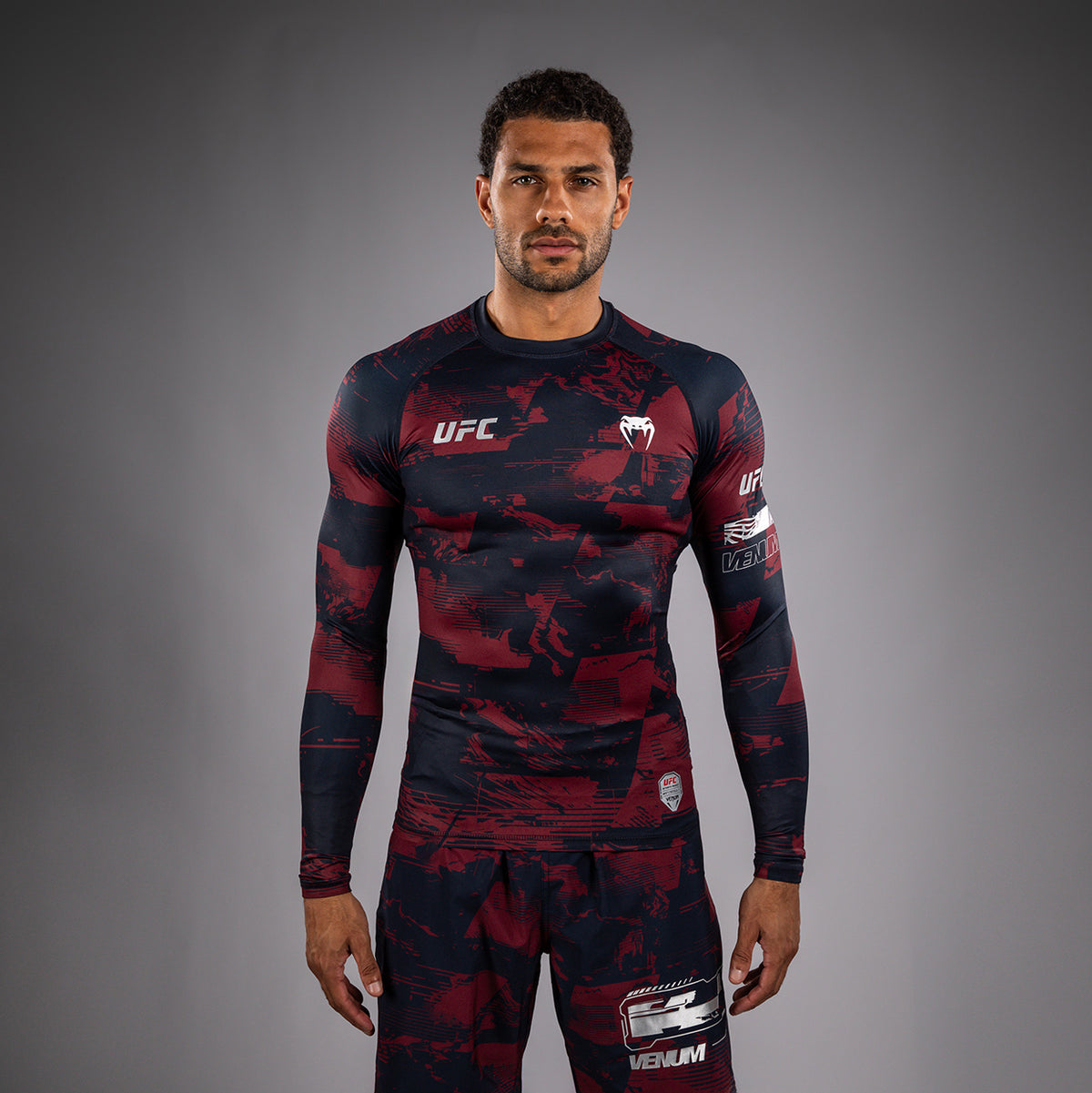 Rashguard manches longues Performance Homme UFC Zenith by Venum Authentic Fight Week - Bleu marine/Bordeaux/Argent - product-type_T-Shirts de Compression