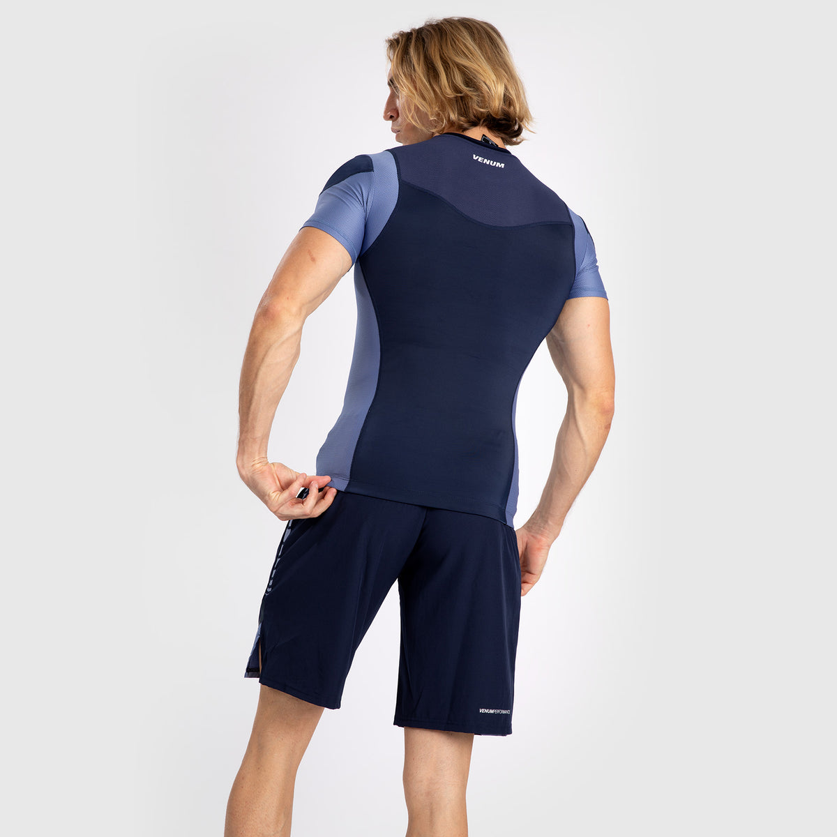 Rashguard À Manches Courtes pour Hommes Venum Tempest - Bleu Marine/Bleu - product-type_T-Shirts de Compression
