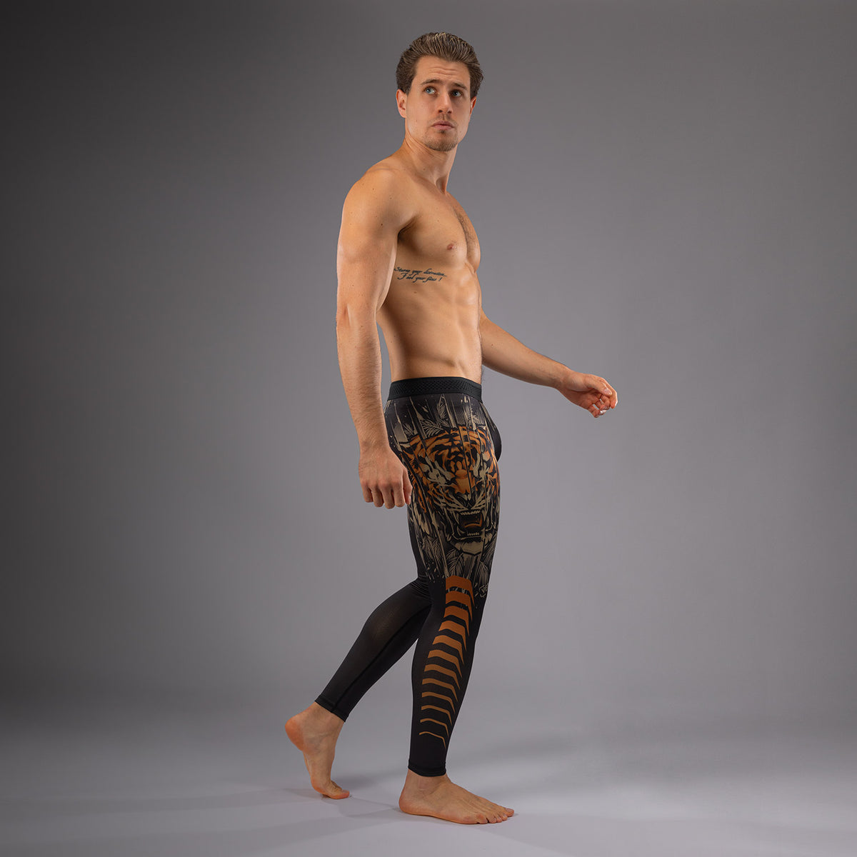 Pantalon de Compression Venum Tiger pour Hommes - Noir/Orange Néon - product-type_Pantalons de Compression