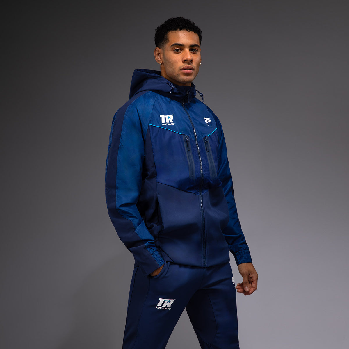 Hoodie Zippé Intégral Venum x Top Rank Original pour Hommes - Bleu Marine - product-type_Vestes
