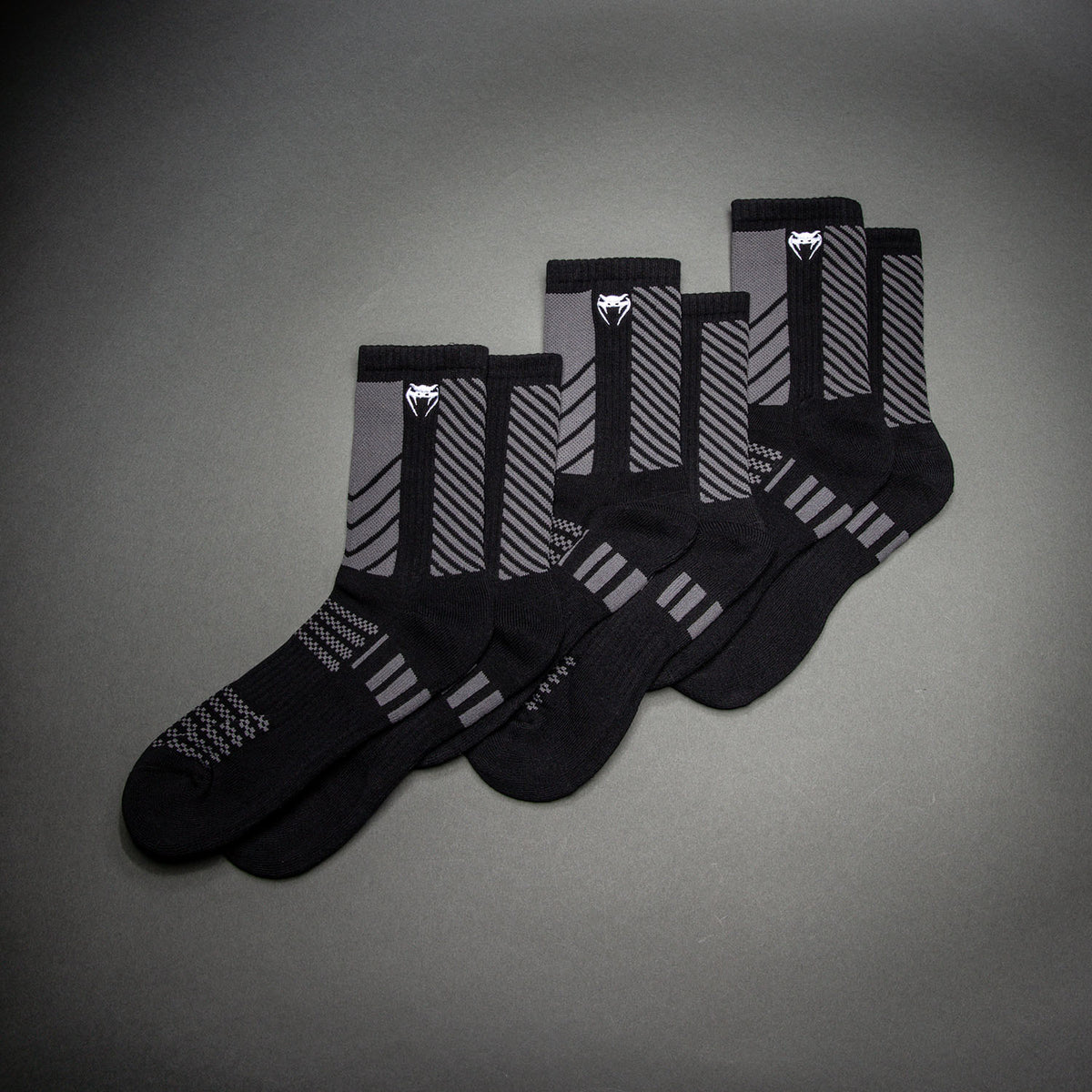 Pack de 3 Paires de Chaussettes Mi-longues Venum Vector - Noir/Gris - product-type_Chaussettes