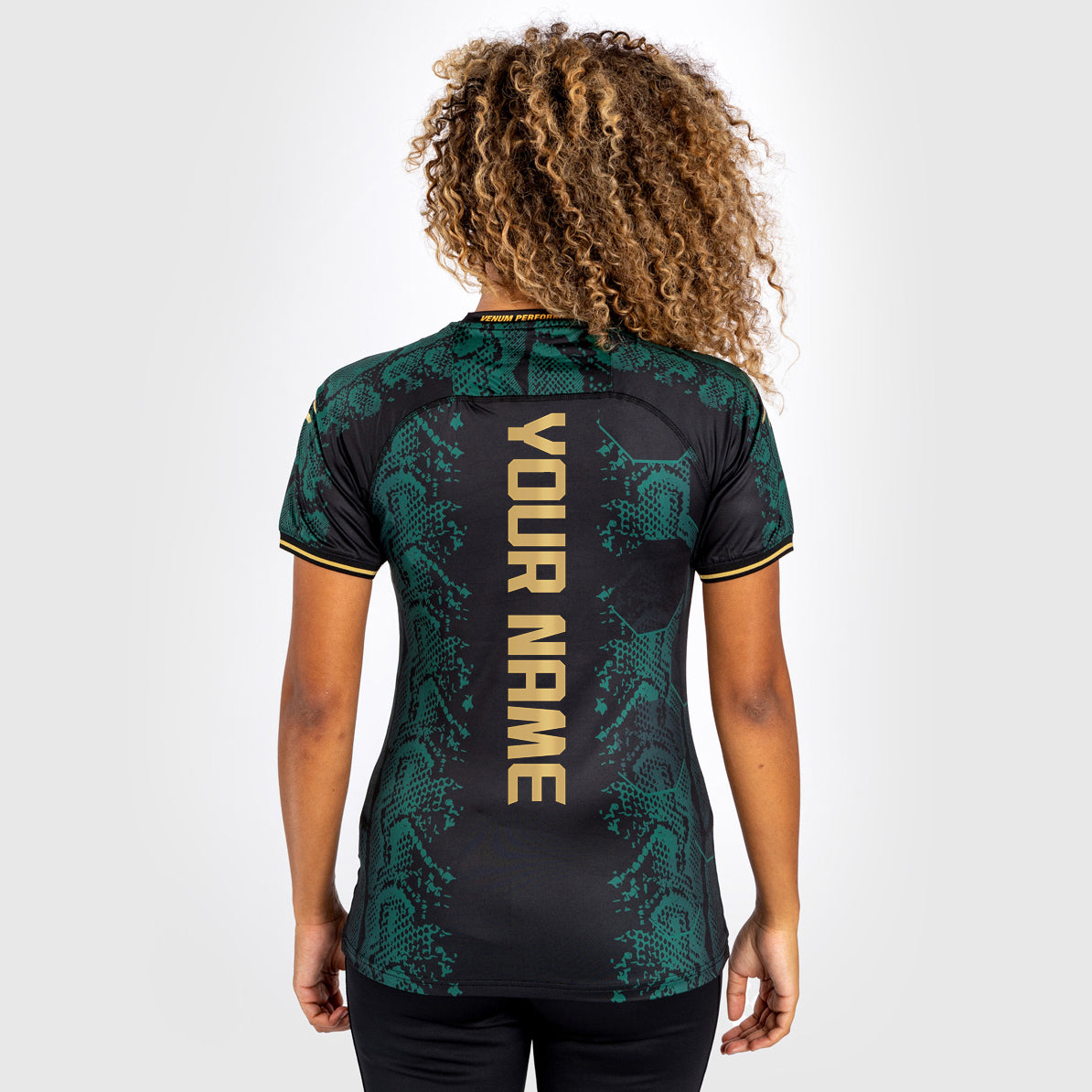 T-shirt Technique Personnalisé pour Femme UFC Adrenaline by Venum Authentic Fight Night - Emerald Edition - Vert/Noir/Or - product-type_T-Shirts Dry Tech