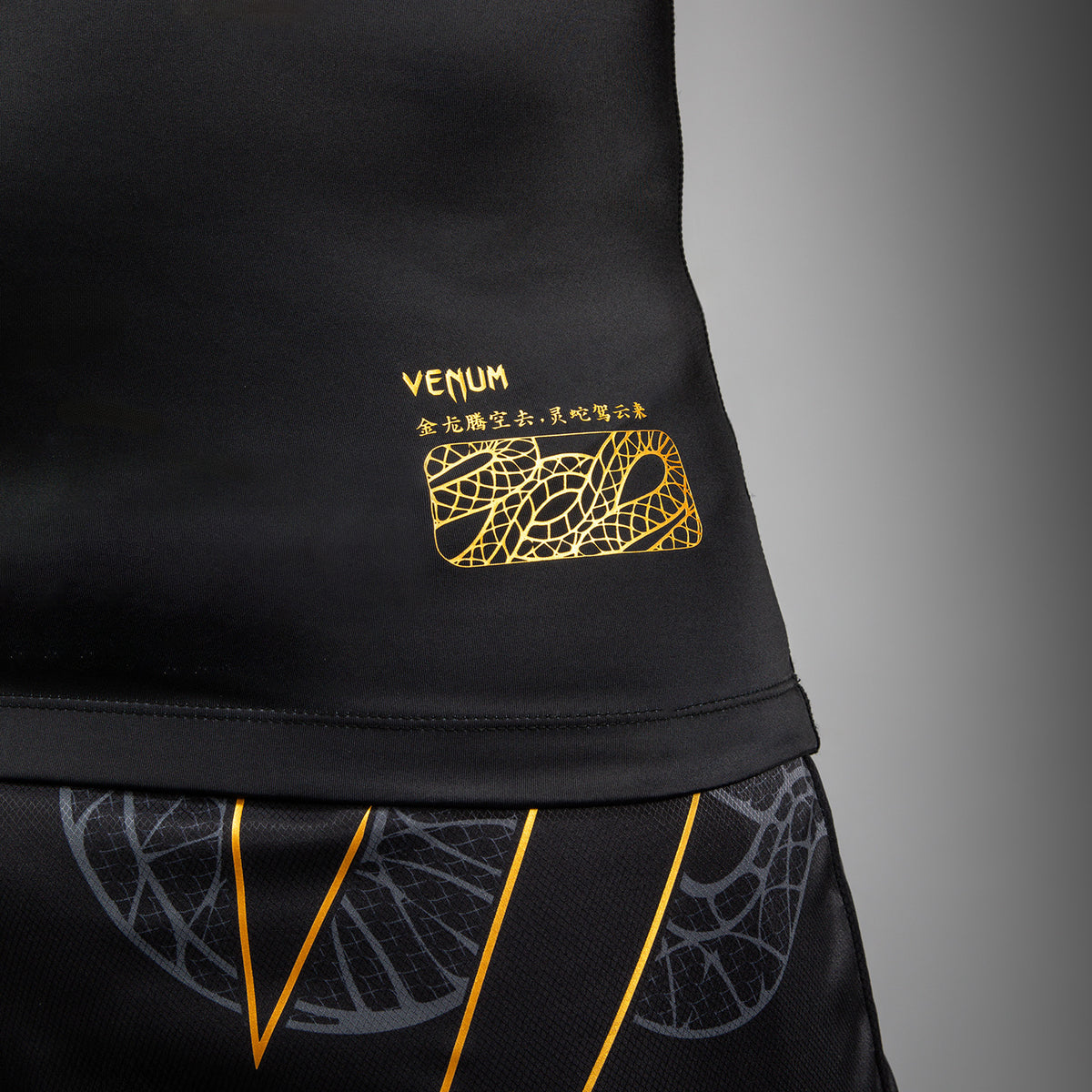 Rashguard Manches Courtes Venum Serpenti – Noir/Argent/Or - product-type_T-Shirts de Compression