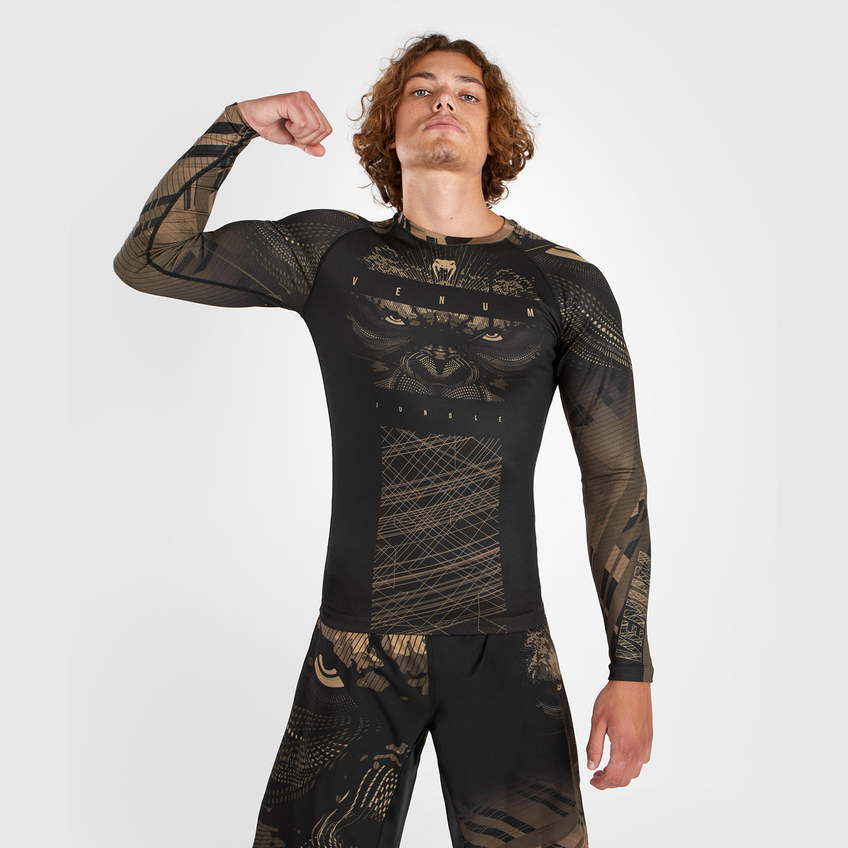 Rashguard à Manches Longues Venum Gorilla Jungle - Noir/Sable - product-type_T-Shirts de Compression