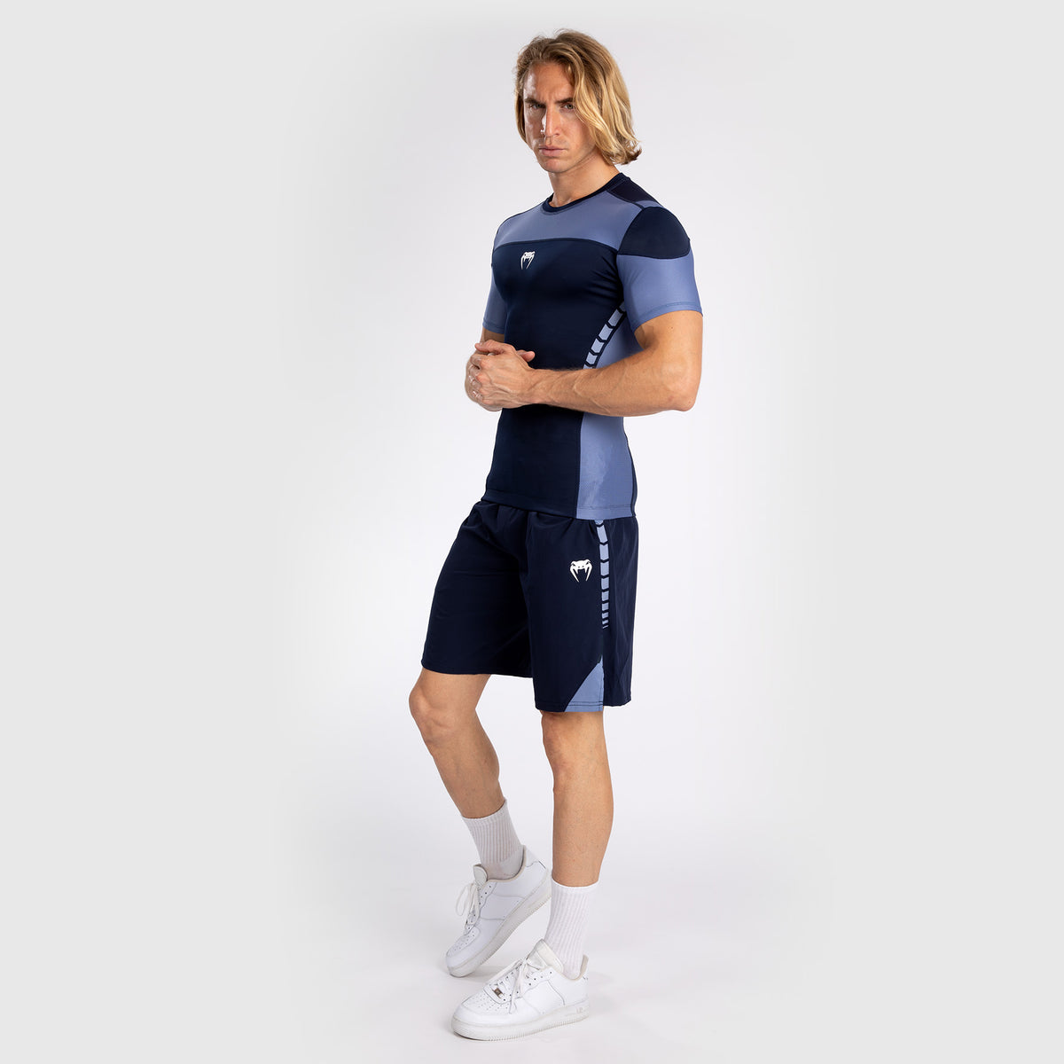 Rashguard À Manches Courtes pour Hommes Venum Tempest - Bleu Marine/Bleu - product-type_T-Shirts de Compression