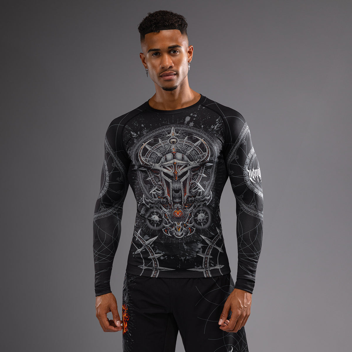 Rashguard à Manches Longues pour Hommes Venum Gladiator 5.0 - Noir/Argent - product-type_T-Shirts de Compression