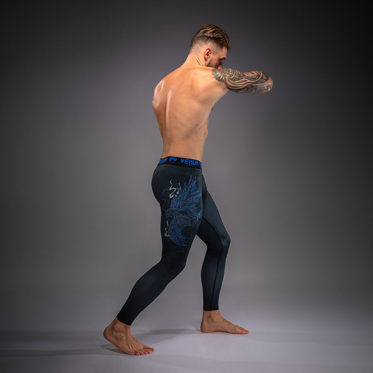 Pantalon de compression Venum Thunder Dragon – Noir/Bleu Royal - product-type_Pantalons de Compression