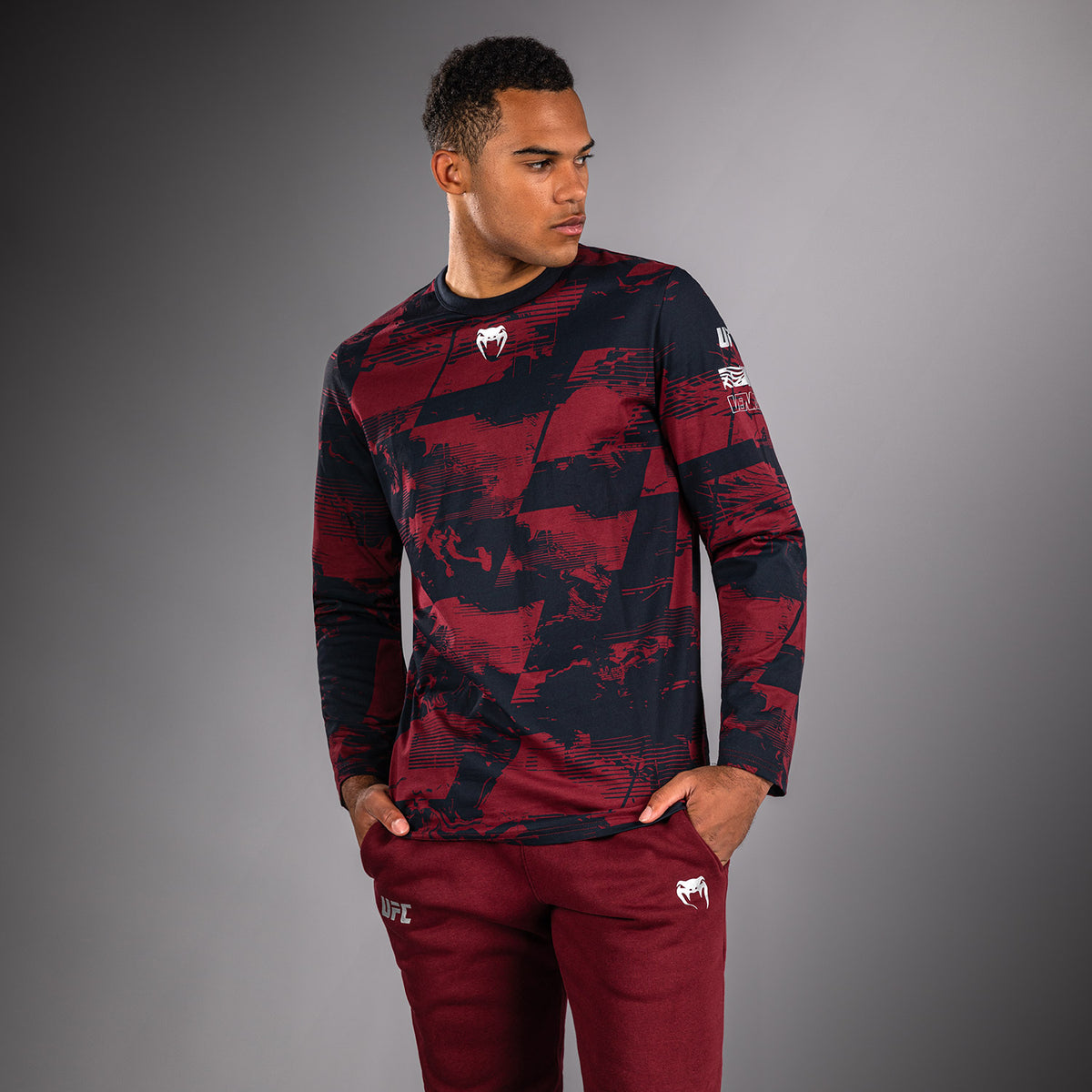 T-shirt manches longues Homme UFC Zenith by Venum Authentic Fight Week - Bleu marine/Bordeaux/Argent - product-type_T-Shirts
