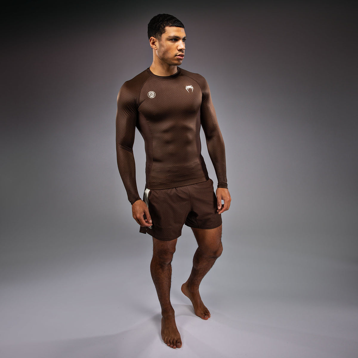 Rashguard à Manches Longues Venum x Roger Gracie Academy - Marron Foncé - product-type_T-Shirts de Compression
