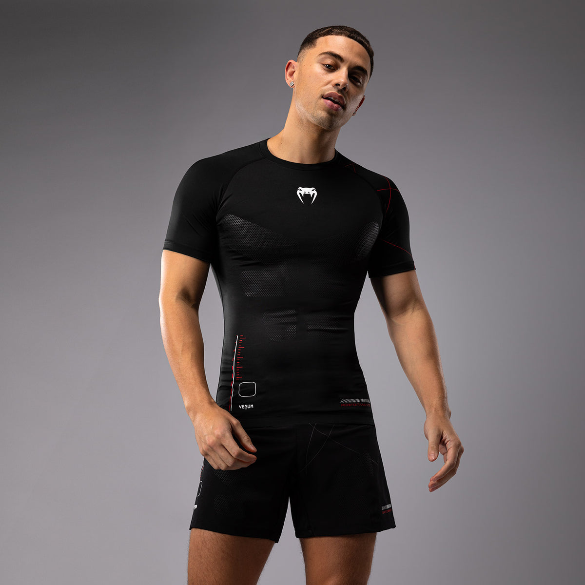 Rashguard Manches Courtes Venum Tactical XT- Noir/Rouge Feu - product-type_T-Shirts de Compression