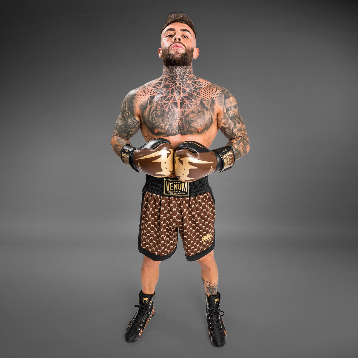 Short de Boxe Venum Monogram - Noir/Marron - product-type_Shorts de boxe