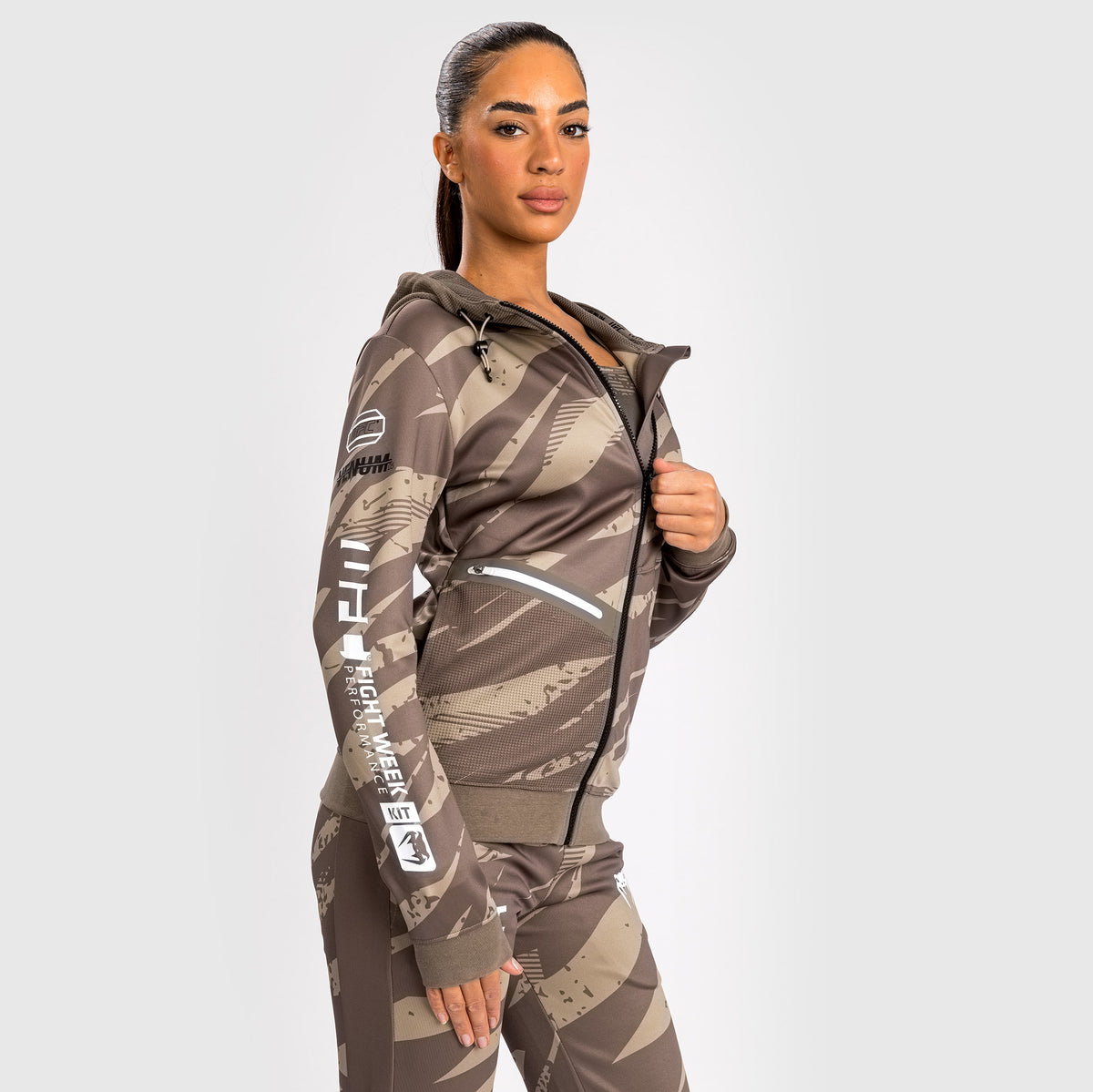 Sweat à capuche zippé Pour Femme Venum UFC Adrenaline by Venum Fight Week - Camouflage Désert - product-type_Vestes