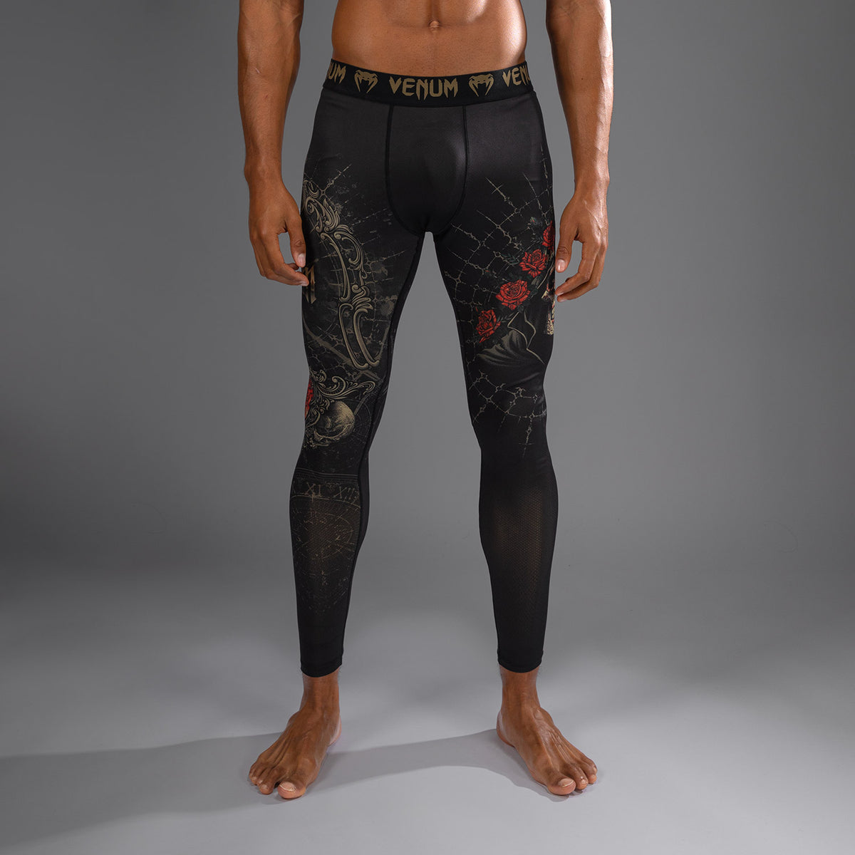 Pantalon de Compression pour Hommes Venum Santa Muerte 5.0 - Noir Profond/Or - product-type_Pantalons de Compression
