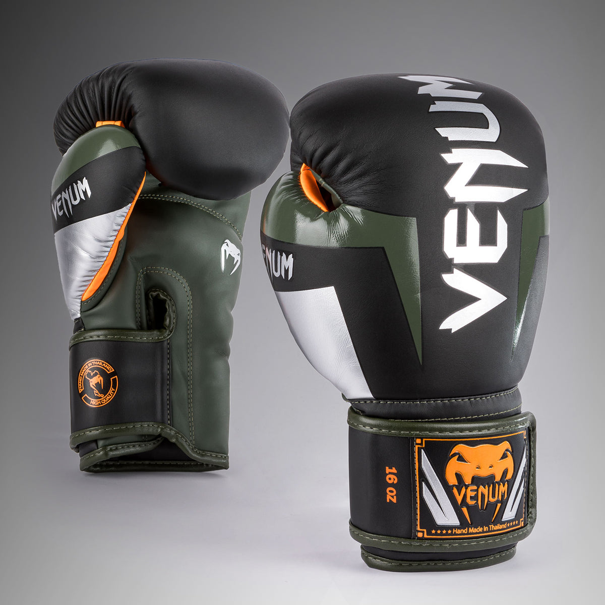 Gants de boxe Venum Elite - Noir/Argent/Kaki - product-type_Gants de boxe