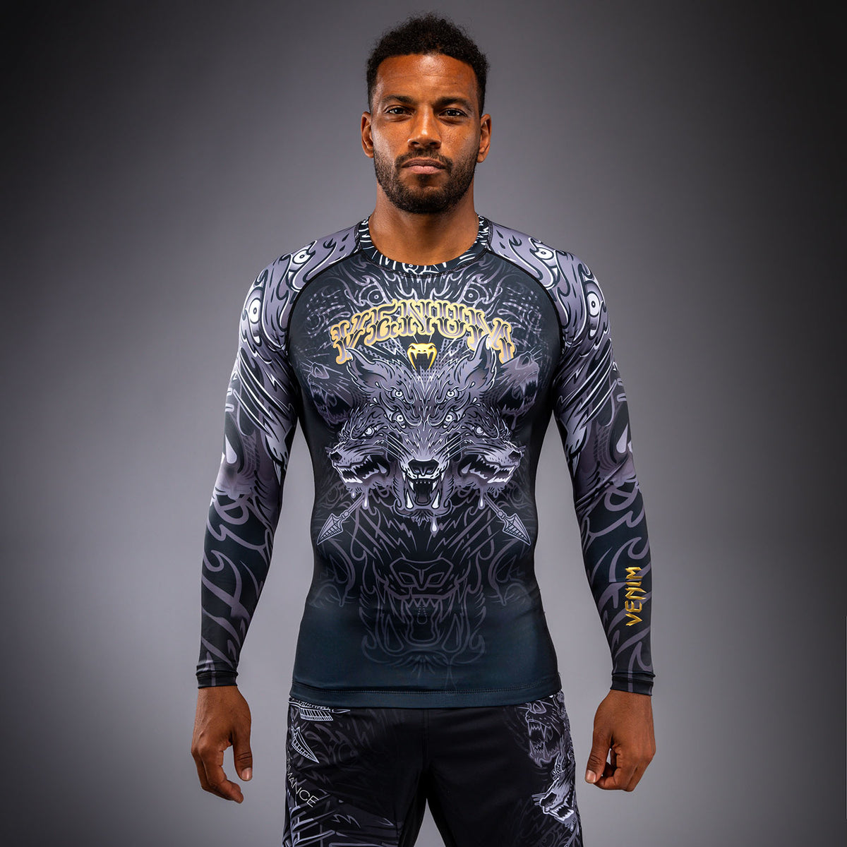Rashguard à Manches Longues Venum Wolf Atak – Noir/Gris - product-type_T-Shirts de Compression