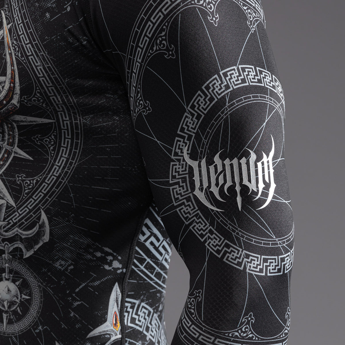 Rashguard à Manches Longues pour Hommes Venum Gladiator 5.0 - Noir/Argent - product-type_T-Shirts de Compression