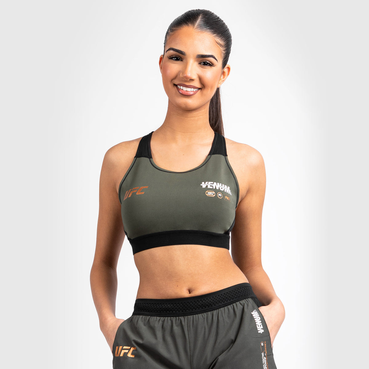 Brassière de sport pour Femmes UFC Adrenaline by Venum Fight Week - Khaki/Bronze - product-type_Brassières de sport