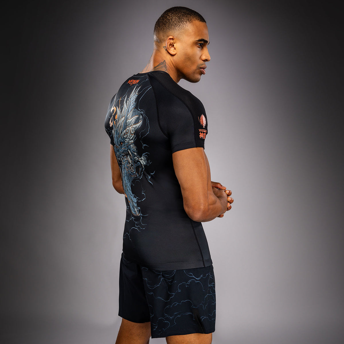 Rashguard à Manches Courtes Venum Thunder Dragon – Noir/Gris/Cuivre - product-type_T-Shirts de Compression