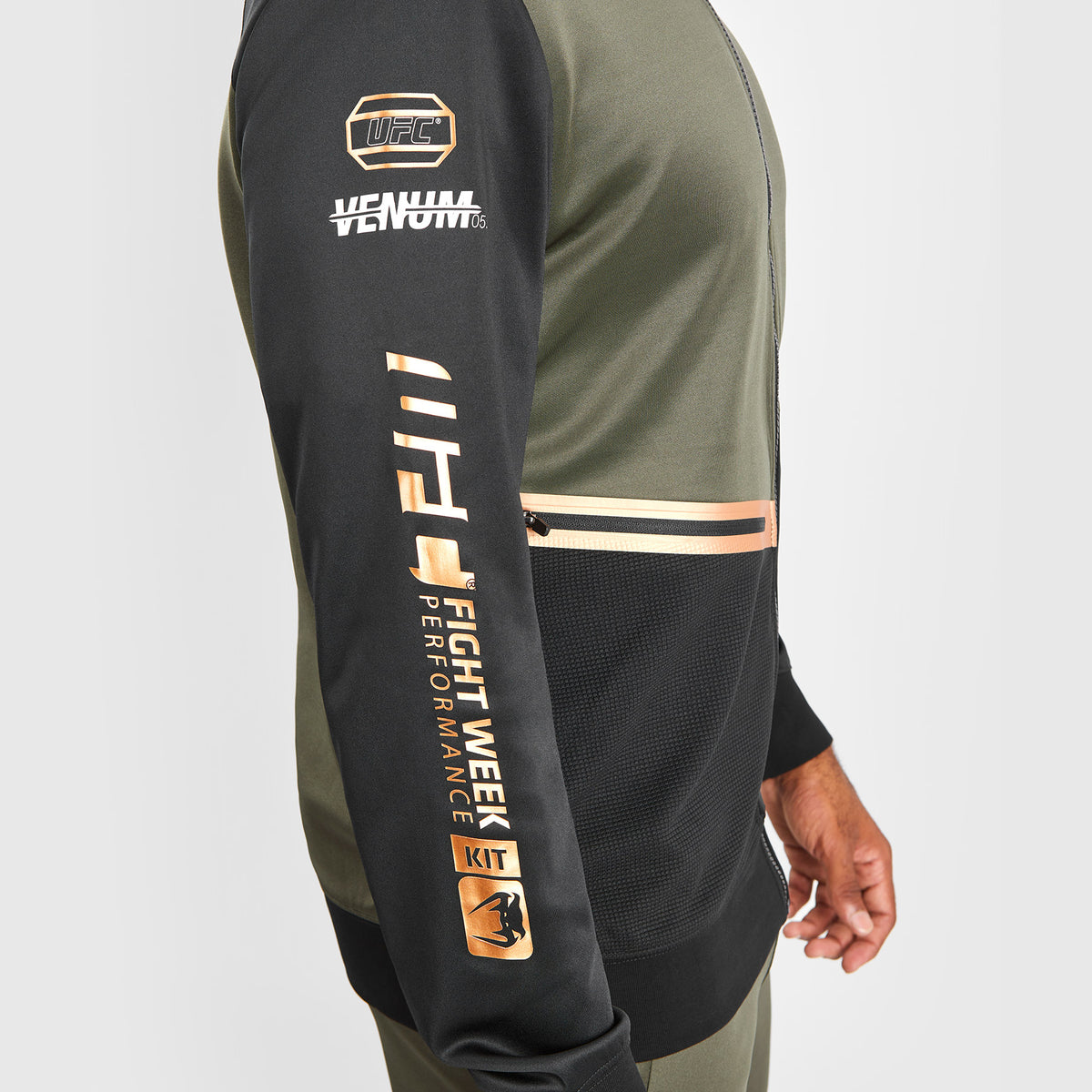 Sweatshirt zippé à capuche UFC Adrenaline by Venum Fight Week - Khaki/Bronze - product-type_Sweatshirts