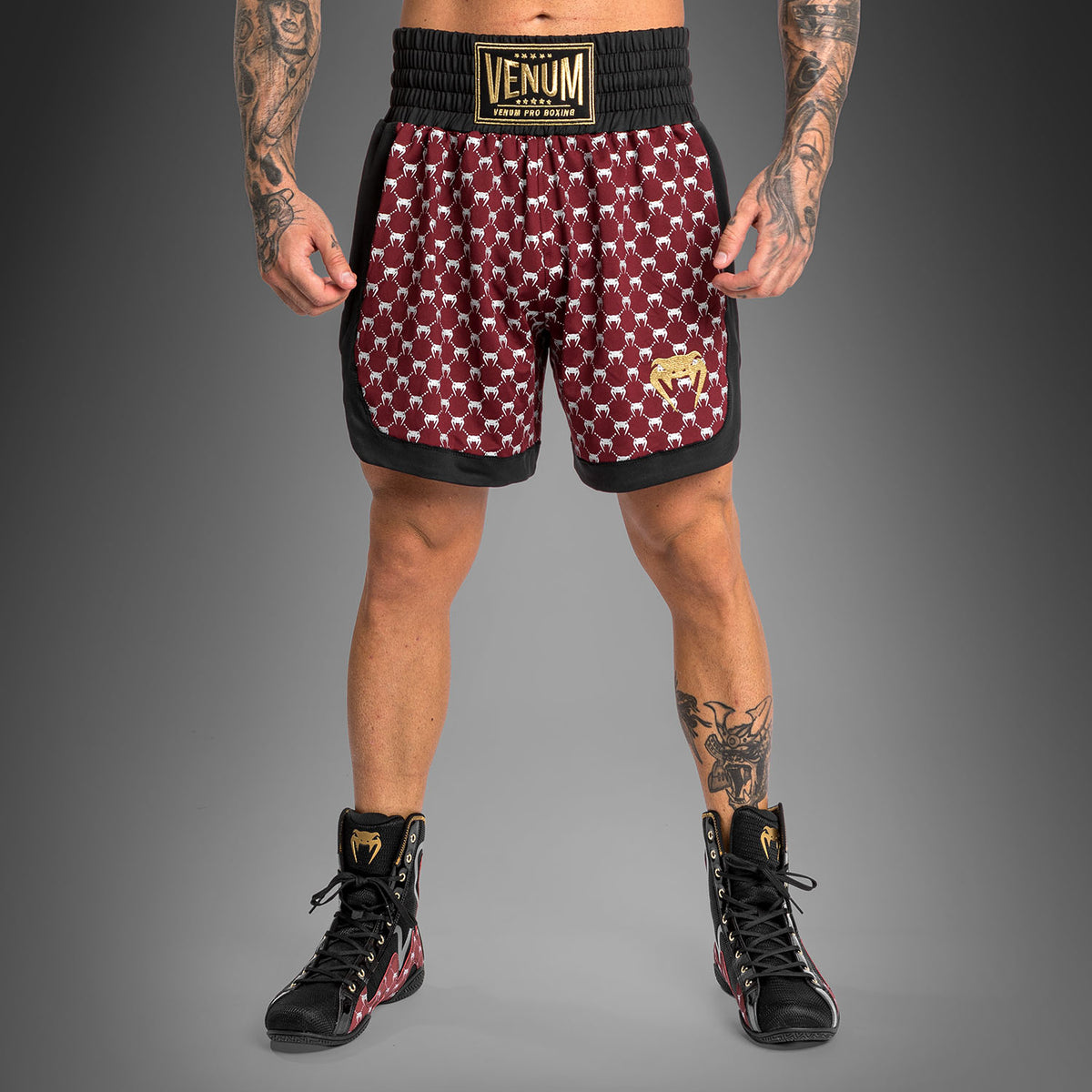 Short de Boxe Venum Monogram - Noir/Bordeaux - product-type_Shorts de boxe